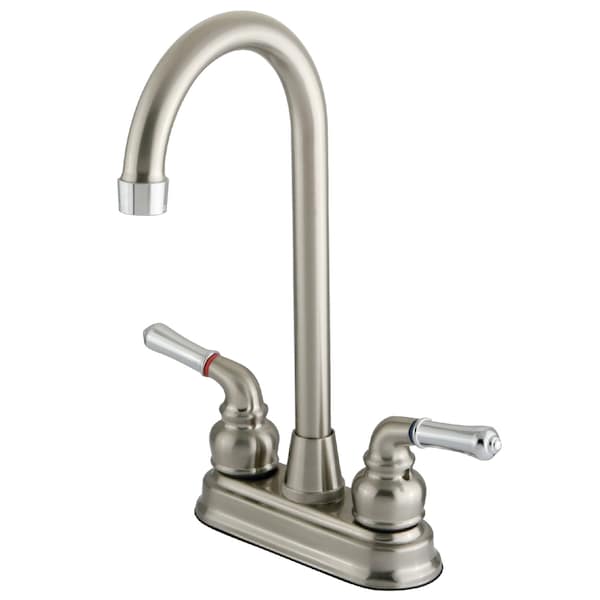 Kingston Brass Two-Handle, 4" Centerset Bar Faucet, Brushed Nickel/Chrome KB497 - main